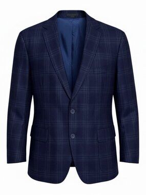 PAUL BETENLY Bella Plaid WOOL Luxury Designer Blue Blazer Jacket Mens 46S / XL